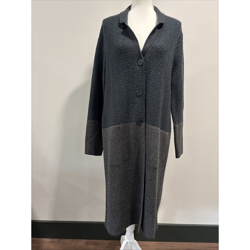 J Jill Cardigan Womens Medium Gray Midi Long Duster Button Sweater